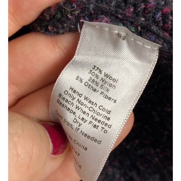 Talbots 1X Cardigan Sweater Marled Dark Purple Black Open Front Wool Silk Blend - Picture 8 of 8